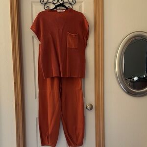Women's Rust Jumpsuit with pants and shirt